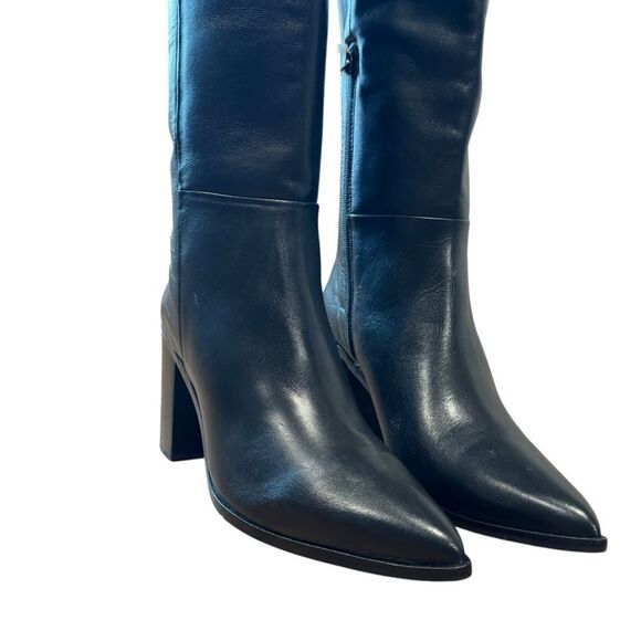 Revolve Franco Sarto Ticada Western Black Leather Knee-High Boots Size 11 - Picture 6 of 15